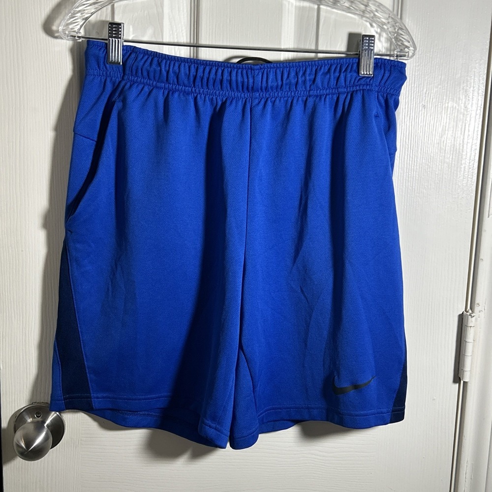 Nike Dri Fit Shorts Mens Medium Elastic‎ Waist Athletic Blue Pockets Stretch